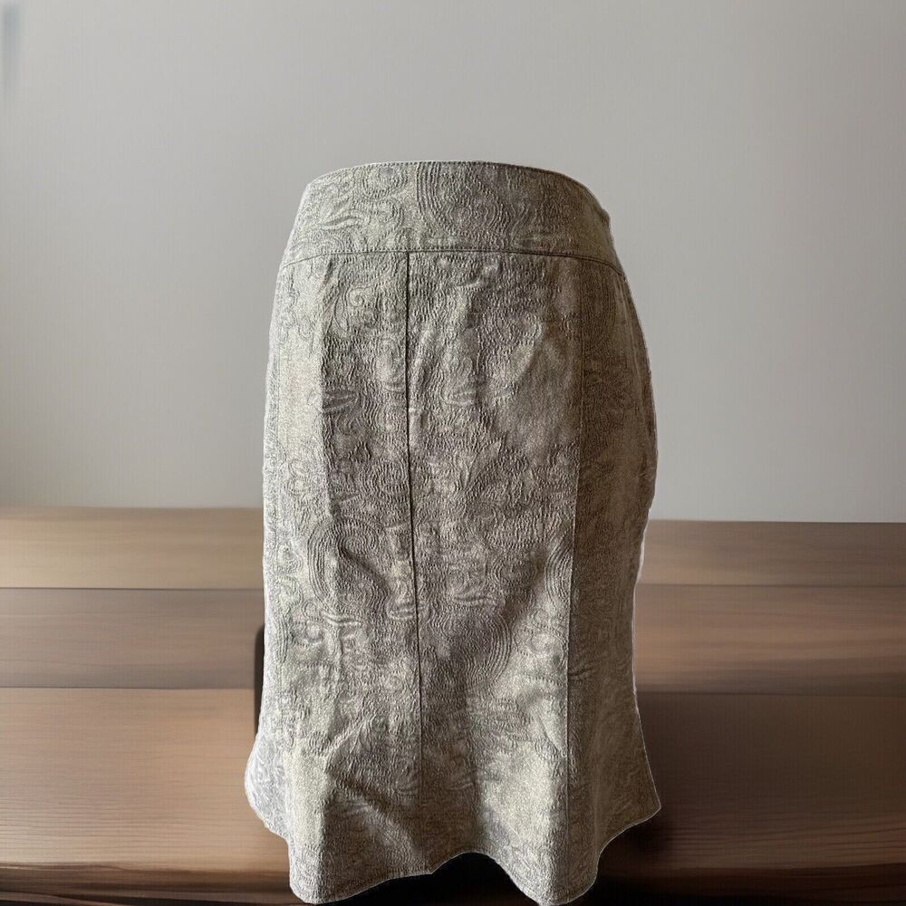 Worth New York Designer Skirt Green Gray Jacquard Sparkle, Size 4